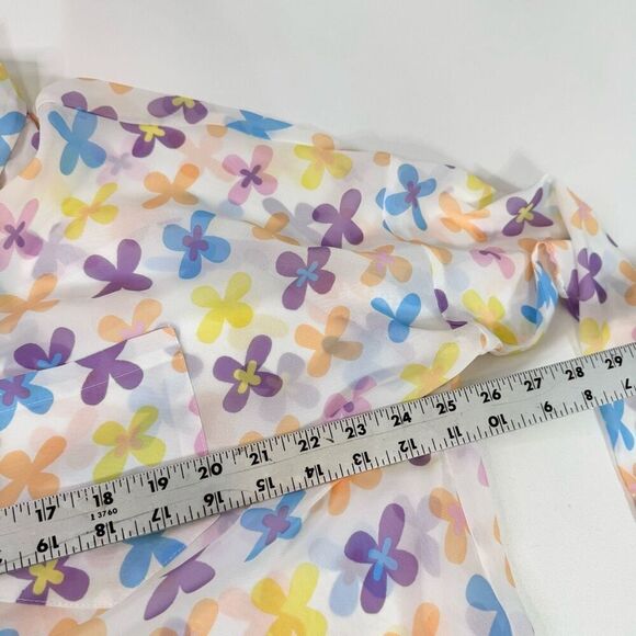 Lili Sidonio Shirt Blouse Women Retro Small Bright Floral Sheer New Button Down - Picture 7 of 11
